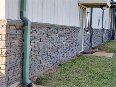 flagstone metal house|faux stone for metal buildings.